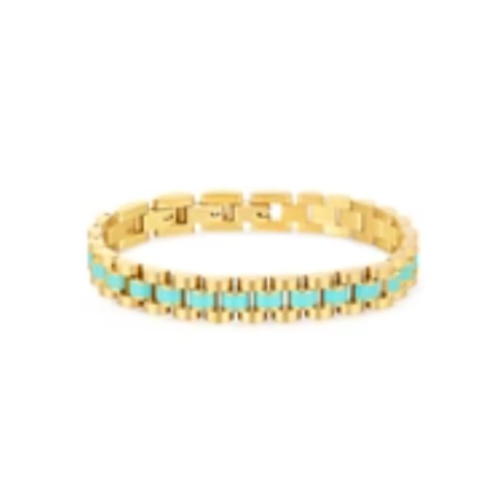 Luv AJ - Timepiece Bracelet - Turquoise Blue/Gold